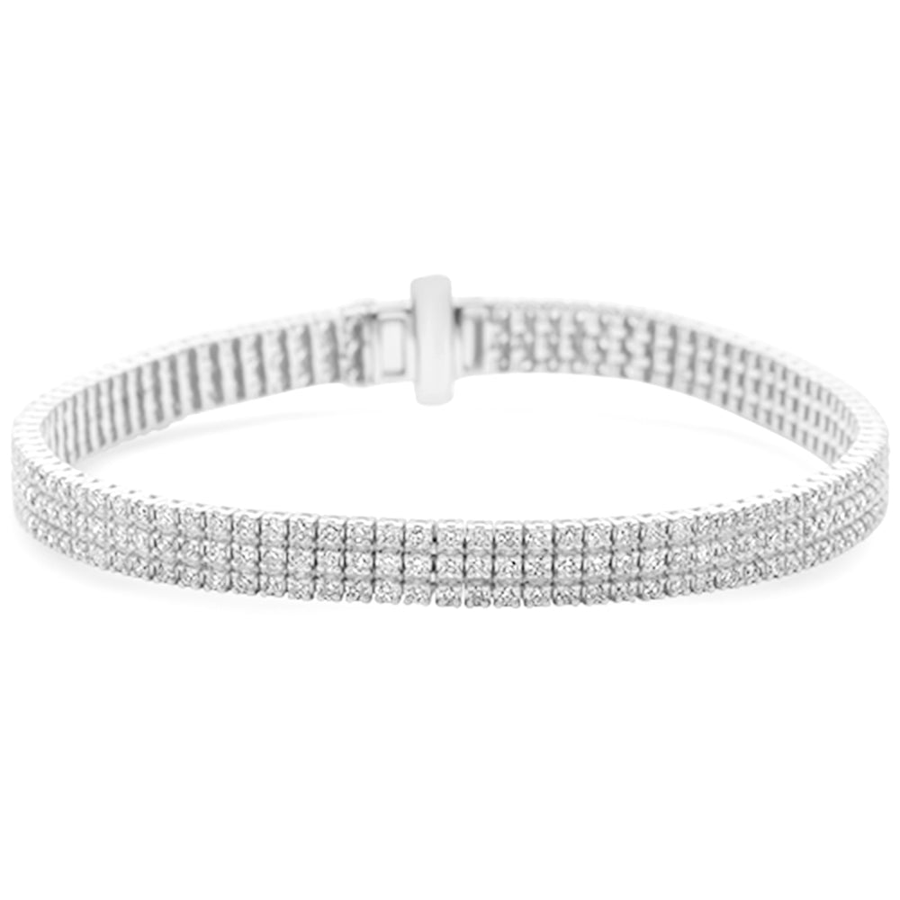 Muse Jewelry 2.99ct G SI 14K White Gold Diamond 3-Layered Bracelet 7" Long