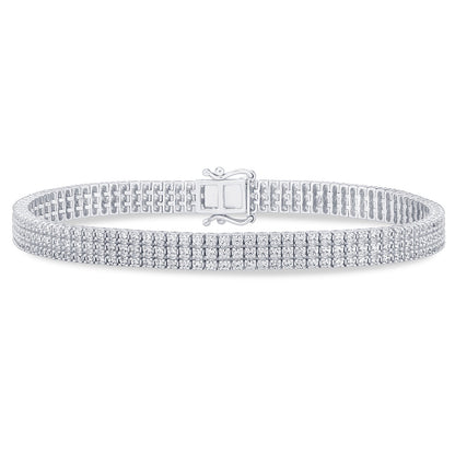 Muse Jewelry 2.99ct G SI 14K White Gold Diamond 3-Layered Bracelet 7" Long