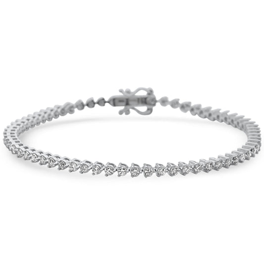 Muse Jewelry 1.97ct G SI 14K White Gold Diamond 3-Prong Tennis Bracelet 7" Long