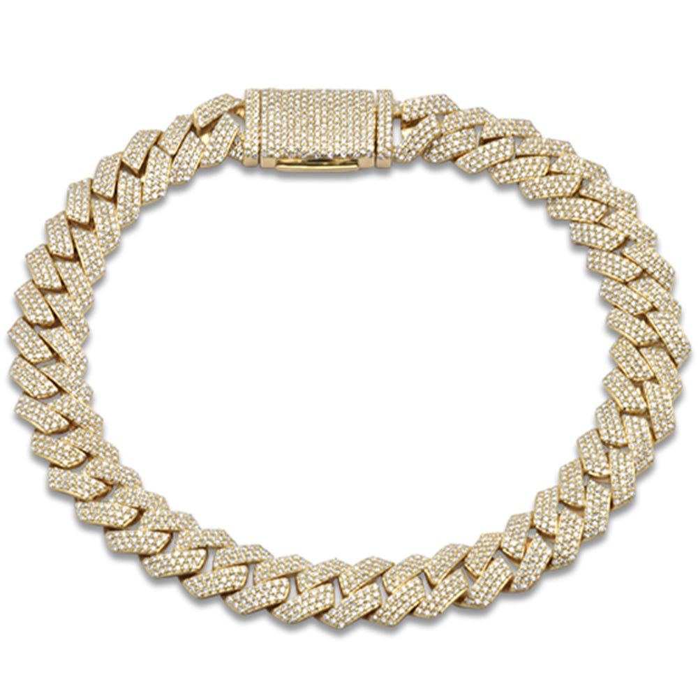 Muse Jewelry 9MM 2.93ct G SI 14K Yellow Gold Diamond Square Cuban Bracelet 8" Long