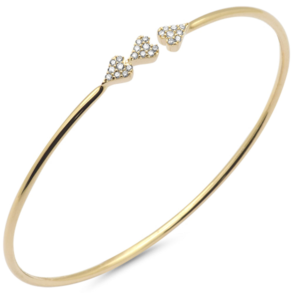 Muse Jewelry .19ct G SI 14K Yellow Gold Diamond Heart Open Bangle Bracelet