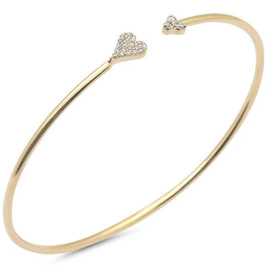 Muse Jewelry .20ct G SI 14K Yellow Gold Diamond Heart Open Bangle Bracelet