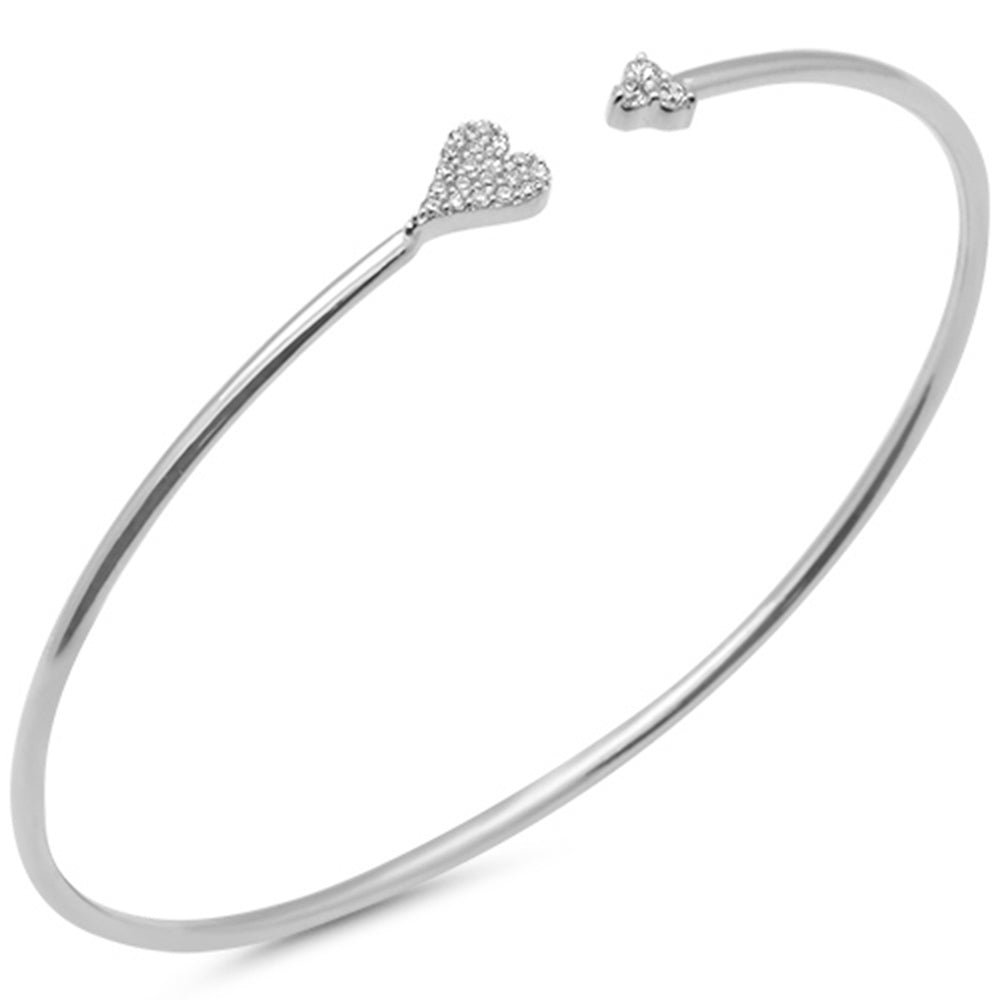 Muse Jewelry .20ct G SI 14K White Gold Diamond Heart Open Bangle Bracelet