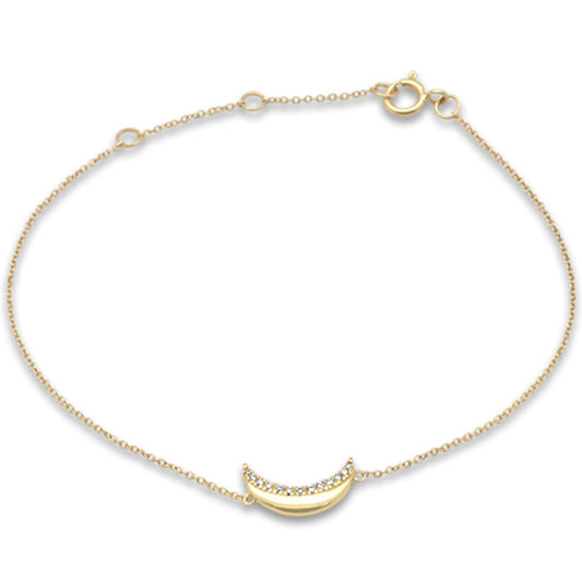 Muse Jewelry .05ct G SI 14K Yellow Gold Diamond Half Moon Chain Bracelet 7" Long Adjustable