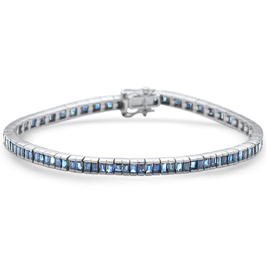Muse Jewelry 6.41ct G SI 14K White Gold Blue Sapphire Gemstones Bracelet 7" Long