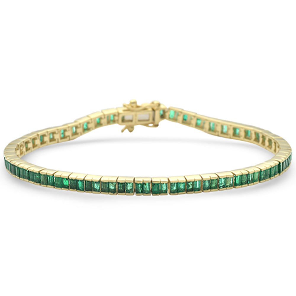 Muse Jewelry 4.32ct G SI 14K Yellow Gold Emerald Gemstones Bracelet 7" Long