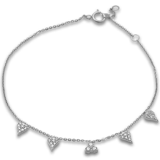 Muse Jewelry .30ct G SI 14K White Gold Diamond Heart Chain Bracelet 7.25" Long