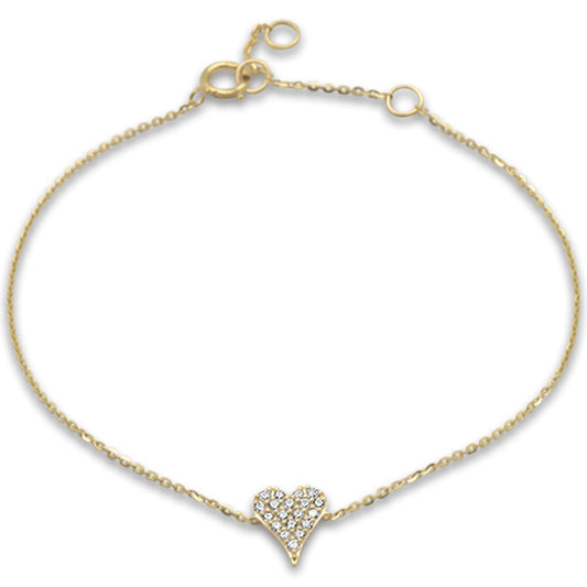 Muse Jewelry .15ct G SI 14K Yellow Gold Diamond Heart Chain Bracelet 7.25" Long