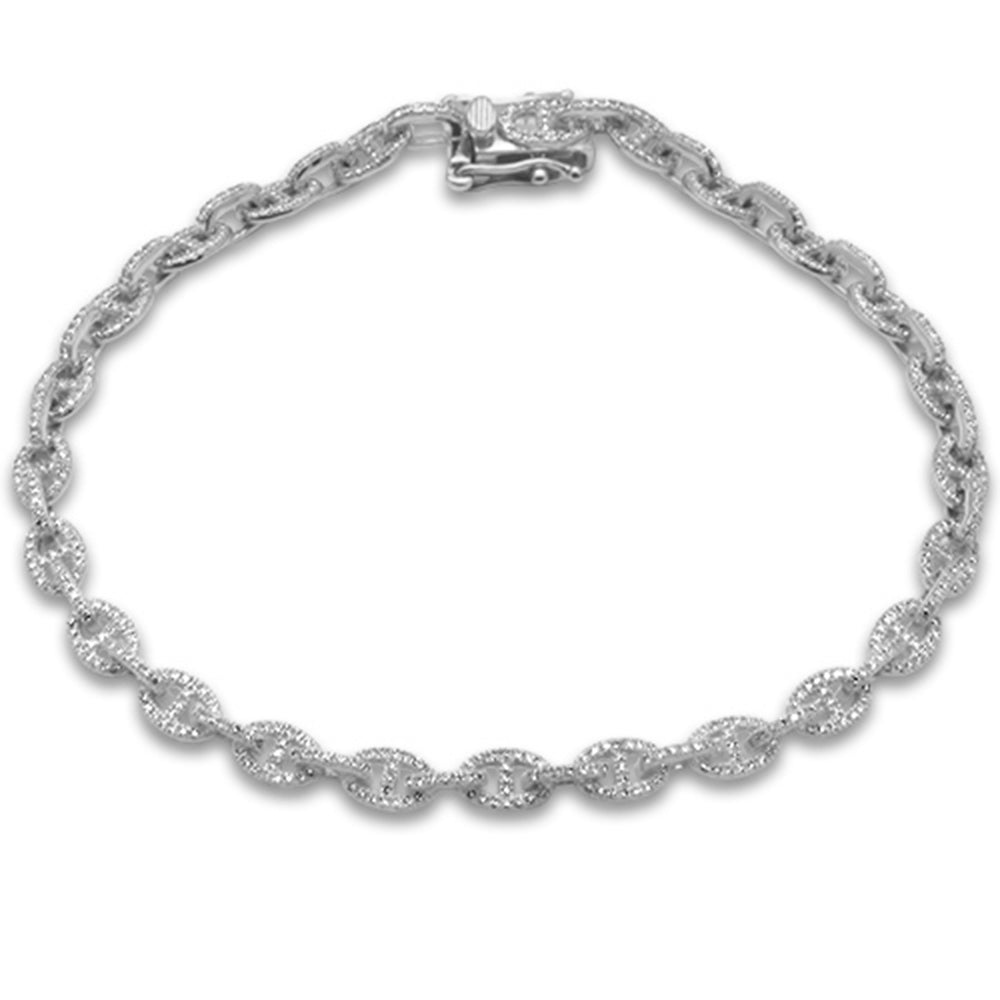 Muse Jewelry 1.09ct G SI 14K White Gold Diamond Link Bracelet 7" Long