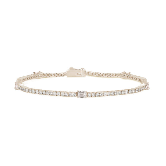 Muse Jewelry 2.38ct G SI 14K Yellow Gold Diamond & Emerald Cut Tennis Bracelet 7" Long