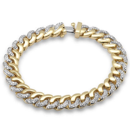 Muse Jewelry 1.66ct G SI 14K Yellow Gold Diamond 9mm Round Cuban Bracelet 7" Long