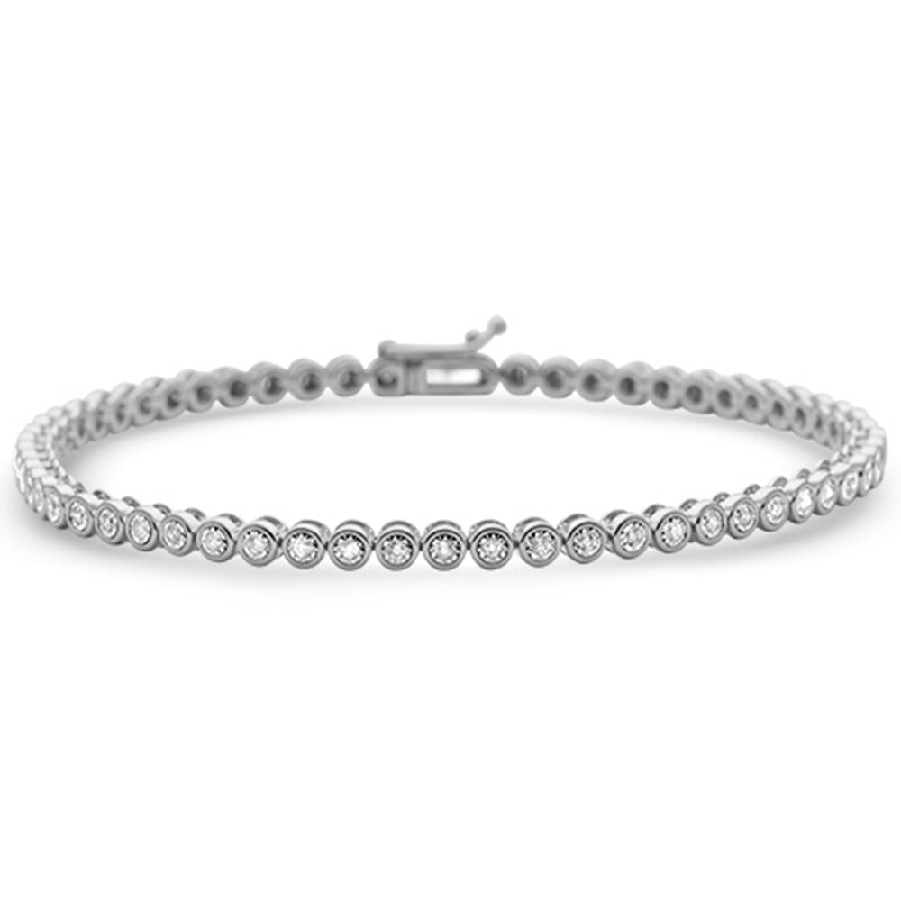 Muse Jewelry .53ct G SI 14K White Gold Diamond Bezel Set Tennis Bracelet 7.25" Long