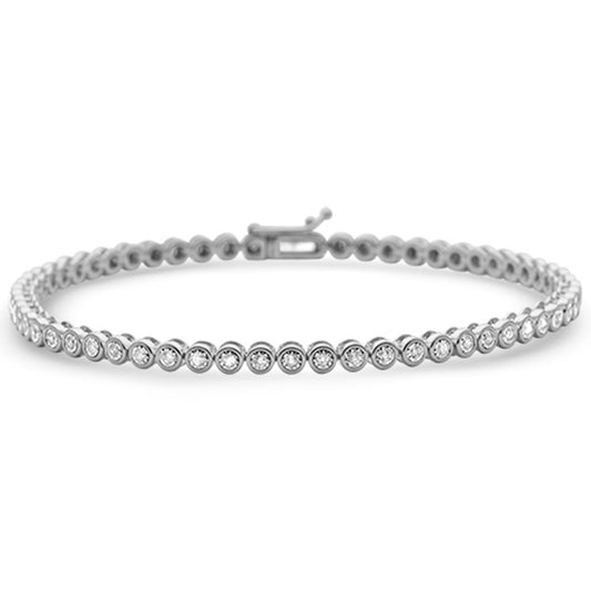 Muse Jewelry .53ct G SI 14K White Gold Diamond Bezel Set Tennis Bracelet 7.25" Long