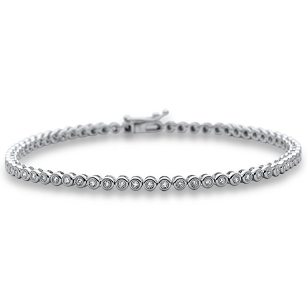 Muse Jewelry .32ct G SI 14K White Gold Diamond Bezel Set Tennis Bracelet 7" Long