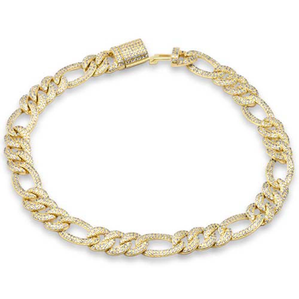 Muse Jewelry 7mm 2.04ct G SI 14K Yellow Gold Diamond Round Cuban Bracelet 8" Long