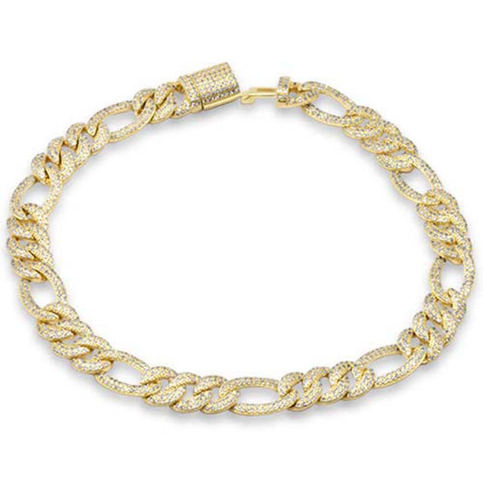 Muse Jewelry 7mm 2.04ct G SI 14K Yellow Gold Diamond Round Cuban Bracelet 8" Long