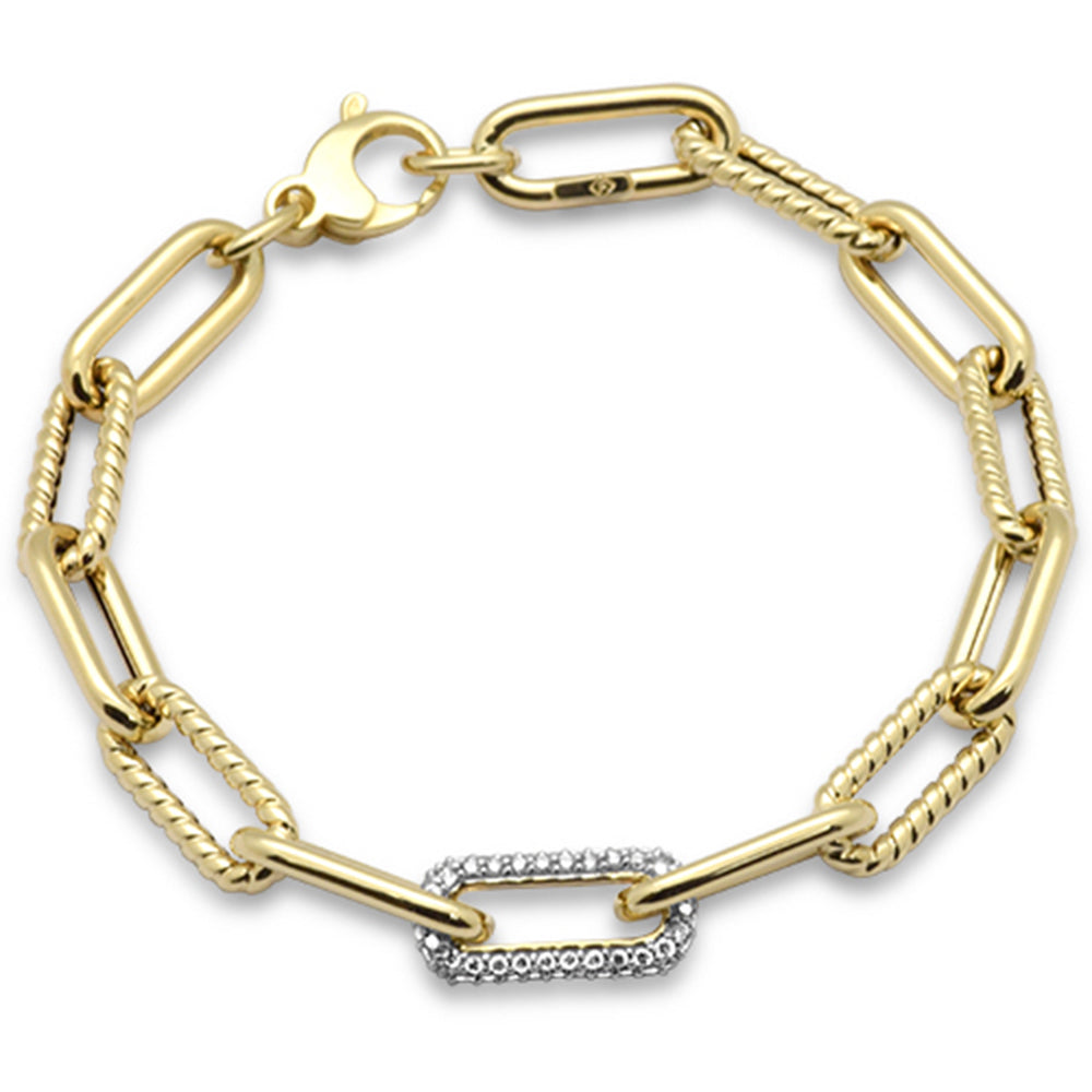 Muse Jewelry .50ct G SI 14K Yellow Gold Diamond Paper Clip Bracelet 7" Long