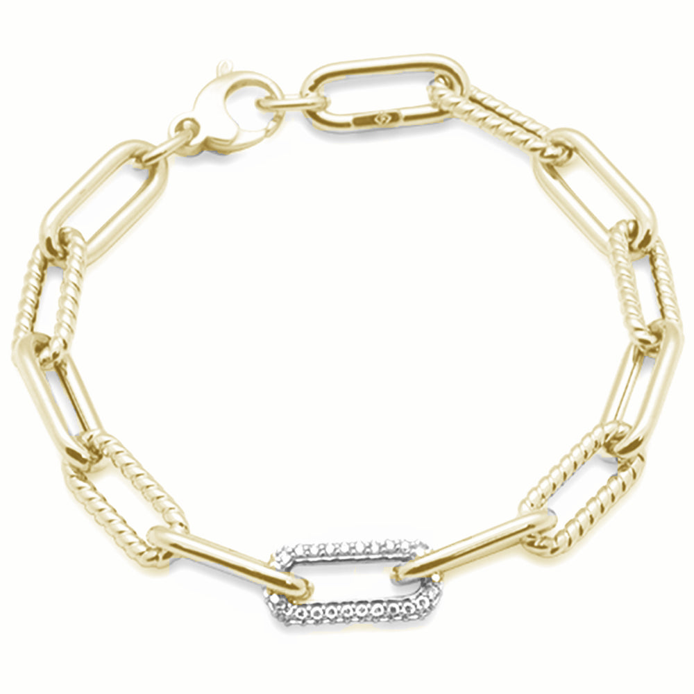 Muse Jewelry .50ct G SI 14K Yellow Gold Diamond Paper Clip Bracelet 7" Long