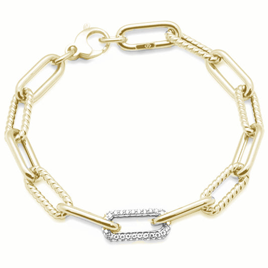 Muse Jewelry .50ct G SI 14K Yellow Gold Diamond Paper Clip Bracelet 7" Long
