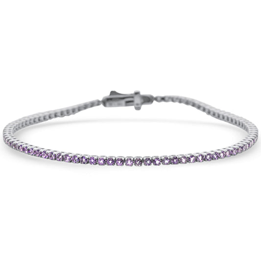 Muse Jewelry 1.98ct G SI 14K White Gold Amethyst Gemstone Tennis Bracelet 7" Long