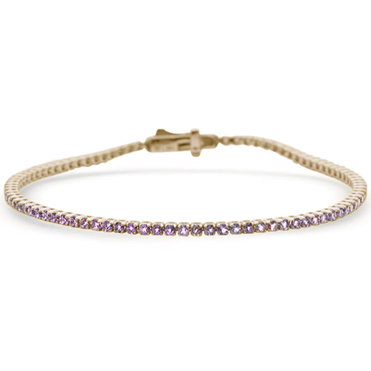 Muse Jewelry 1.98ct G SI 14K Yellow Gold Amethyst Gemstone Tennis Bracelet 7" Long