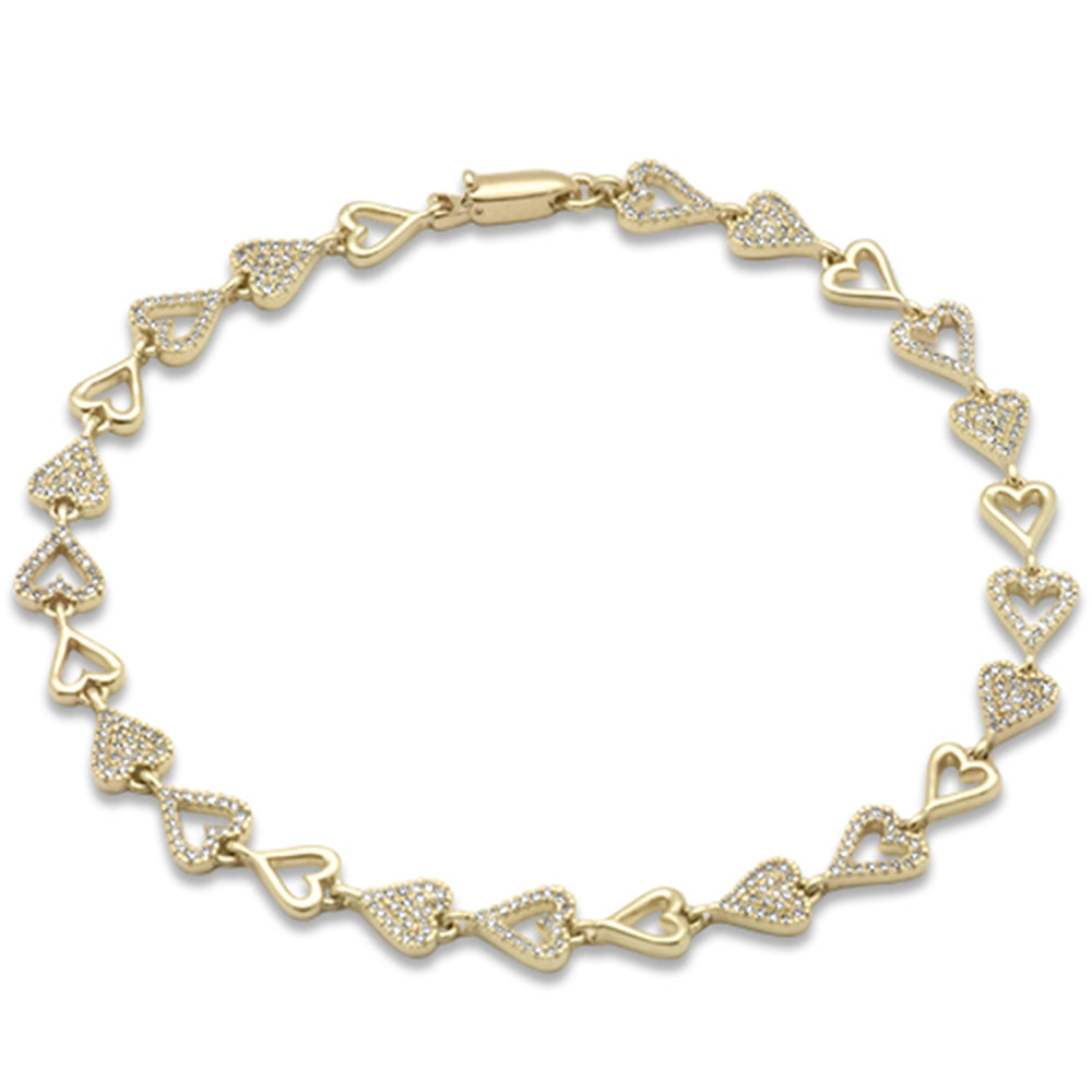 Muse Jewelry .55ct G SI 14K Yellow Gold Round Diamond Heart Shape Bracelet 7" Long