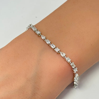 Muse Jewelry 3.58ct G SI 14K White Gold Multi Shape Diamond Tennis Bracelet 7" Long