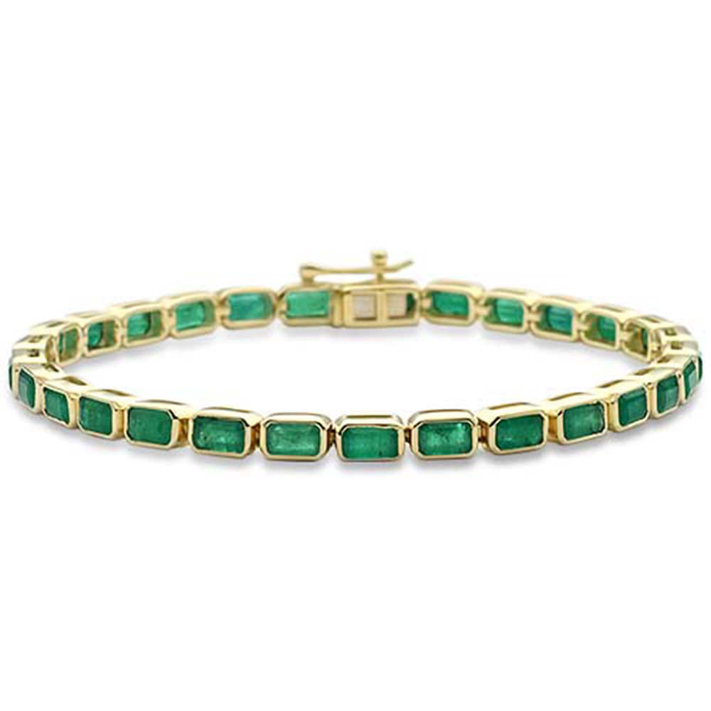 Muse Jewelry 8.74ct G SI 14K Yellow Gold Natural Emerald Bracelet 7" Long