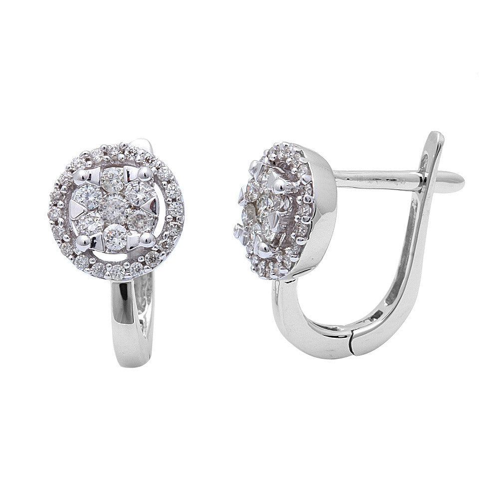 Muse Jewelry .44ct Round Halo Design Diamond Hoop Earrings 14kt White Gold