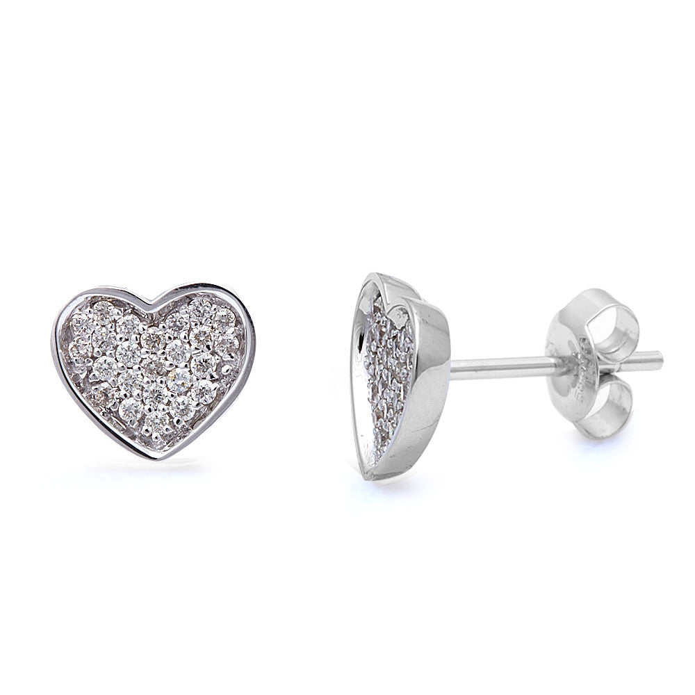 Muse Jewelry .30ct Heart Shaped Diamond Earrings 14kt White Gold