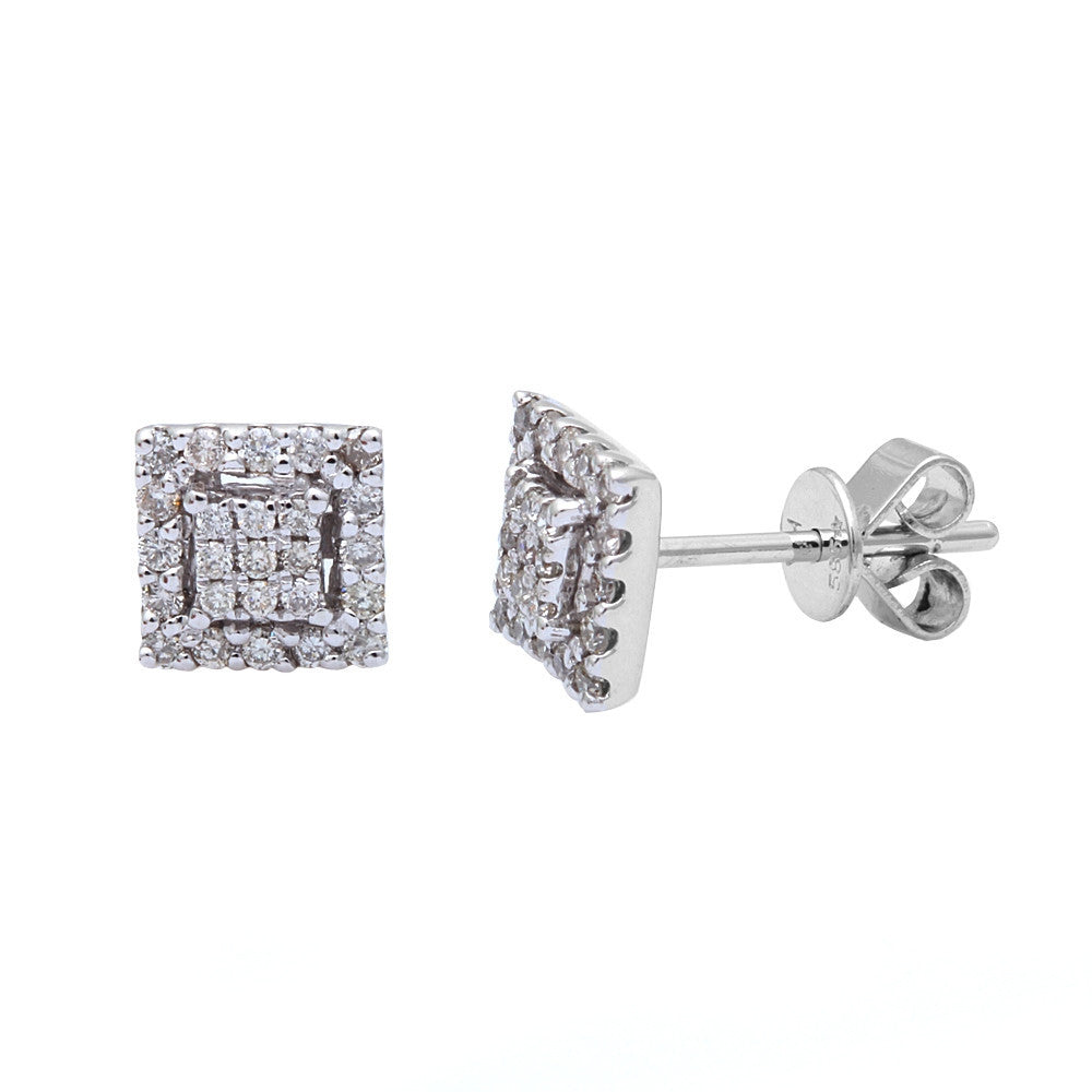 Muse Jewelry .27ct Princess Shape Diamond Solitaire Stud Earrings 14kt White gold