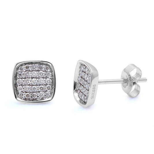 Muse Jewelry .29ct Princess Shape Diamond Solitaire Stud Earrings 14kt White gold