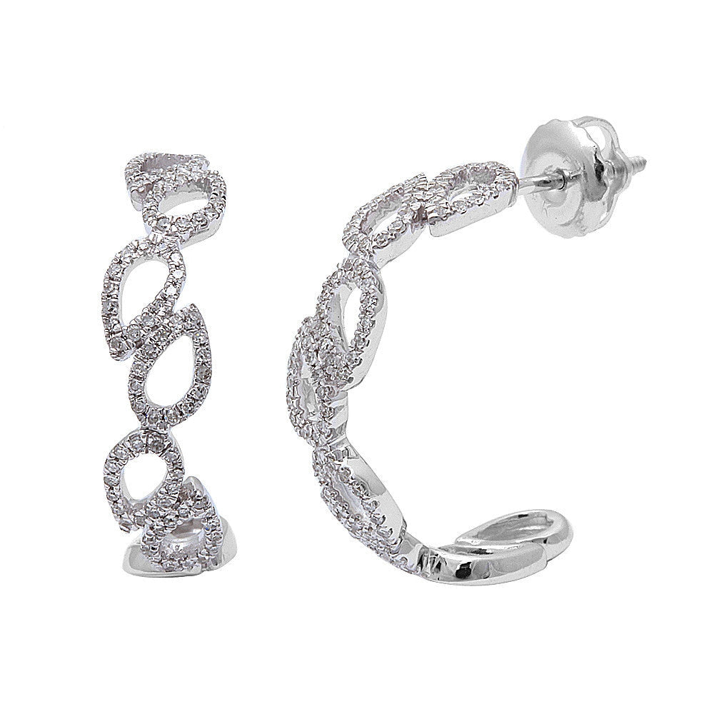 Muse Jewelry .24ct 14kt White gold F SI Hoop Huggie Style Tear Drop Shaped Diamond Earrings