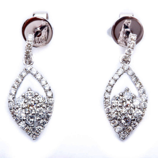 Muse Jewelry .59ct 14kt White Gold Antique Style Diamond Drop Dangle Style Earrings