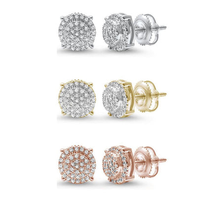 Muse Jewelry .16ct G SI 10kt Gold Round Diamond Cluster Stud Earrings 3 Metal Colors Available