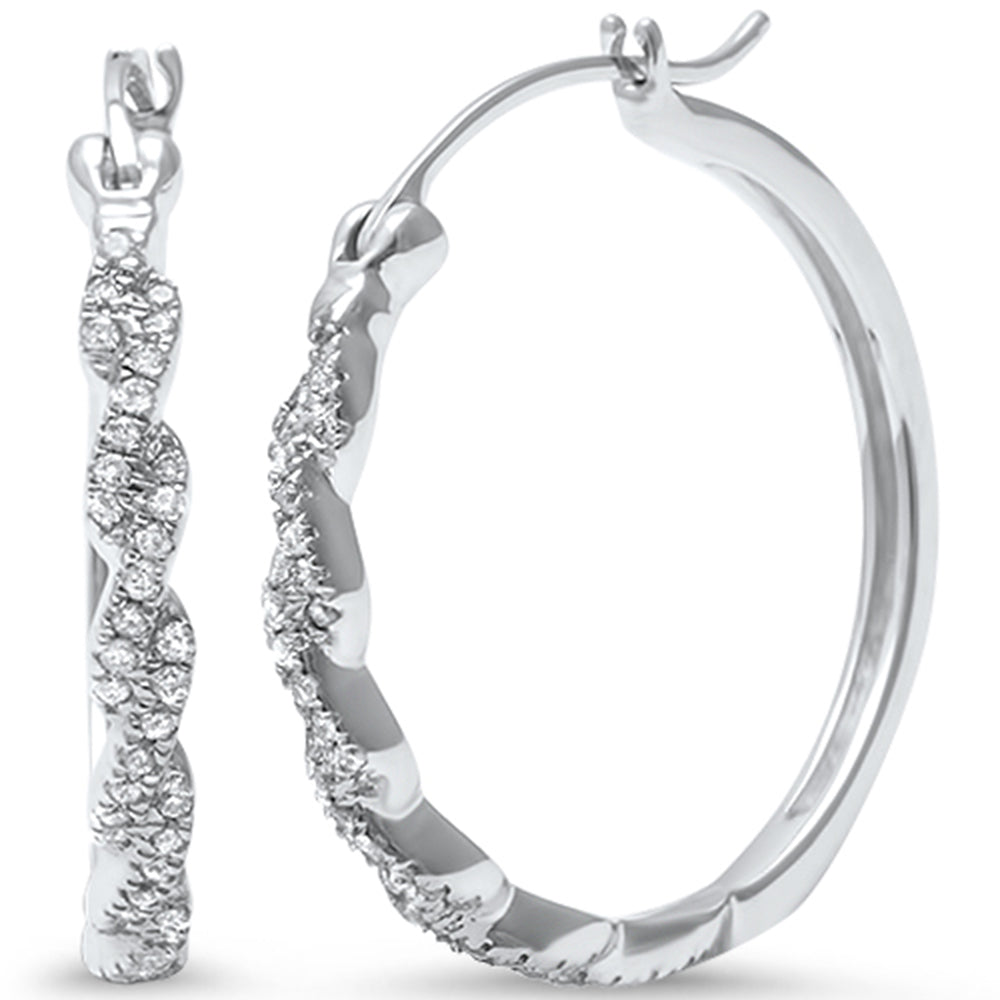 Muse Jewelry .20ct 14k Round Diamond Twisted Infinity Hoop Earrings