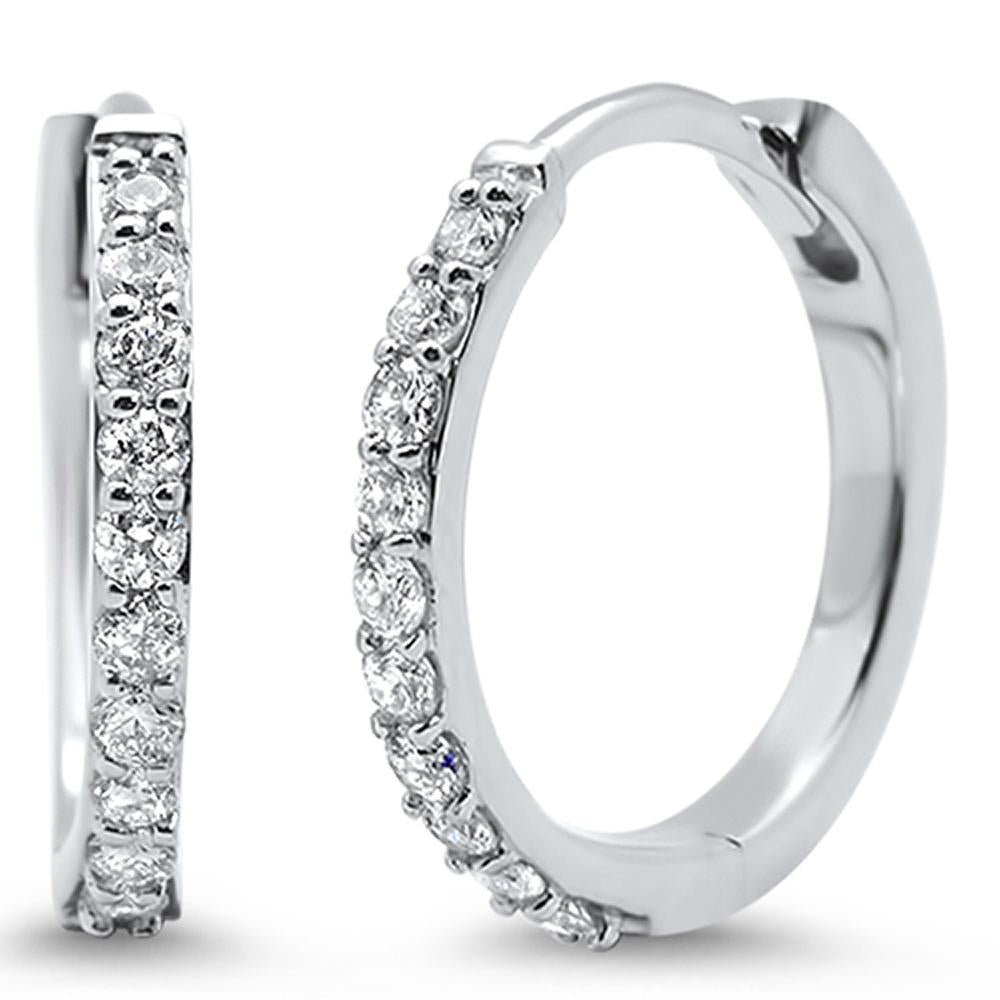 Muse Jewelry .30ct 14k White Gold Diamond Hoop Huggie Earrings