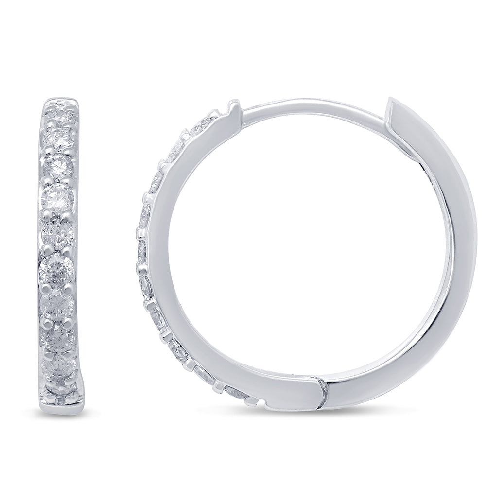 Muse Jewelry .30ct 14k White Gold Diamond Hoop Huggie Earrings