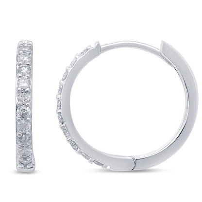 Muse Jewelry .30ct 14k White Gold Diamond Hoop Huggie Earrings
