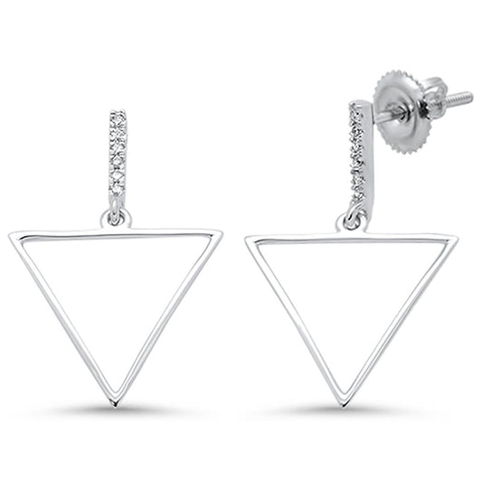 Muse Jewelry .06ct 14k White Gold Diamond Trendy Triangle Earrings