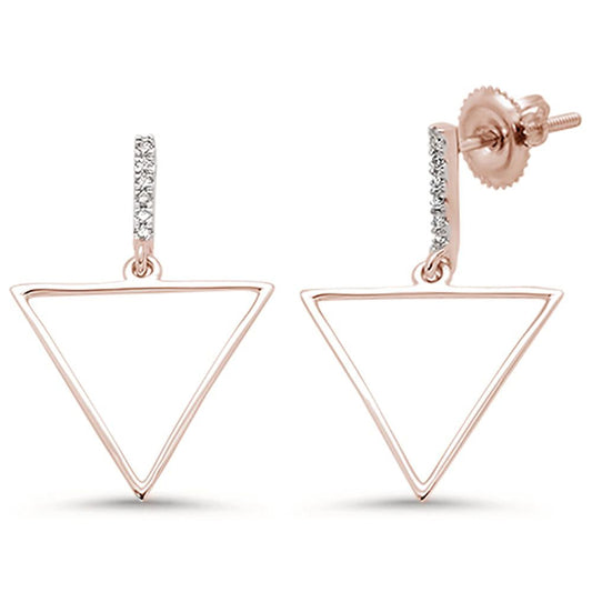 Muse Jewelry .08ct 14k Rose Gold Diamond Trendy Triangle Earrings