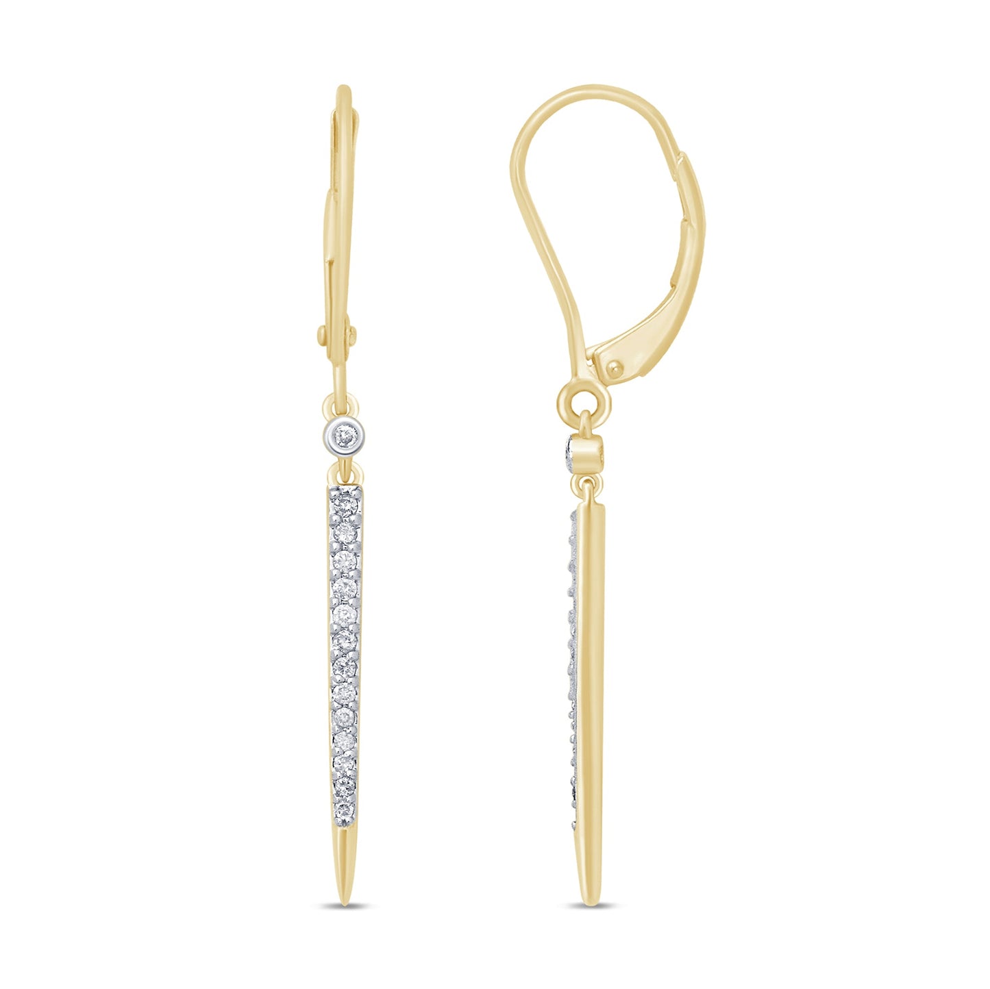 Muse Jewelry .17ct 14k Yellow Gold Diamond Drop Dangle Modern Earrings