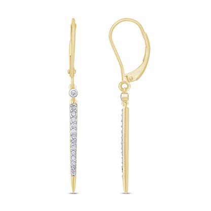 Muse Jewelry .17ct 14k Yellow Gold Diamond Drop Dangle Modern Earrings