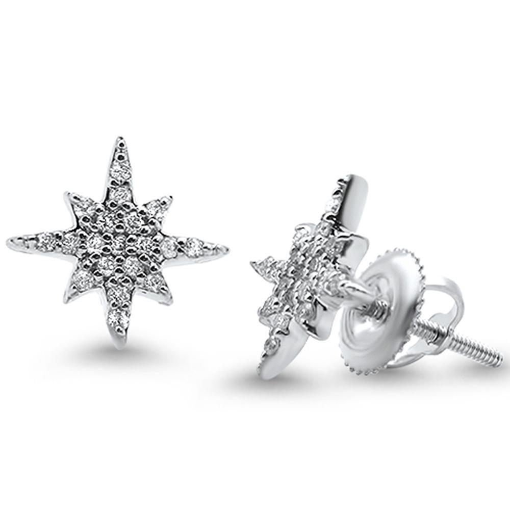 Muse Jewelry .17ct 14k White Gold Diamond Trendy Starburst Earrings