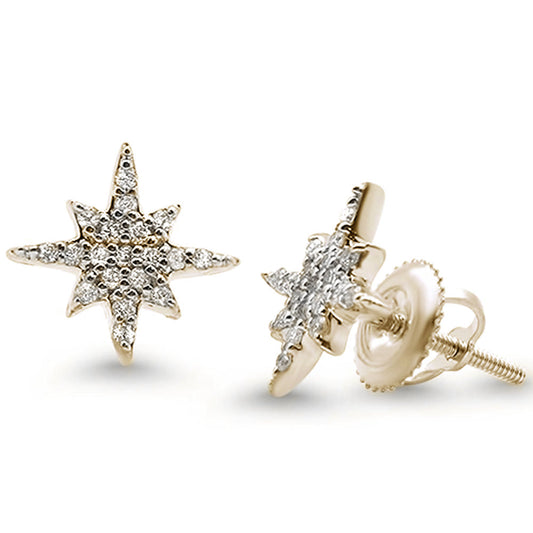 Muse Jewelry .18ct 14k Yellow Gold Diamond Trendy Starburst Earrings