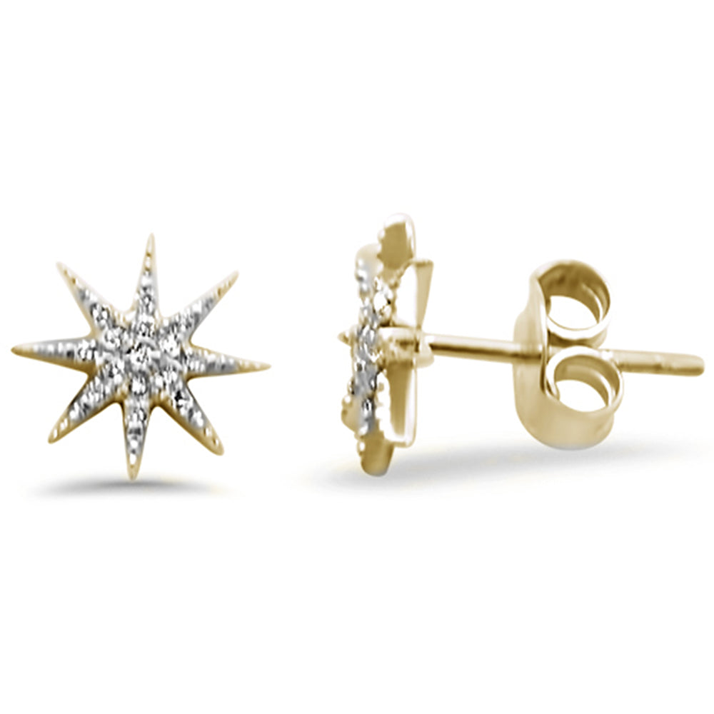 Muse Jewelry .10ct 14kt Yellow Gold Trendy Starburst Diamond Stud Earrings