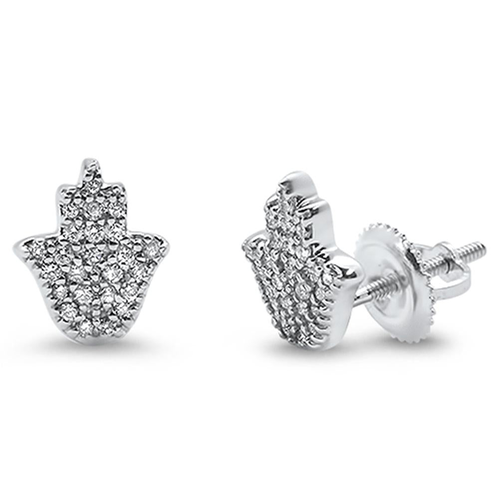 Muse Jewelry .18ct 14k White Gold Hand of Hamsa Diamond Earrings