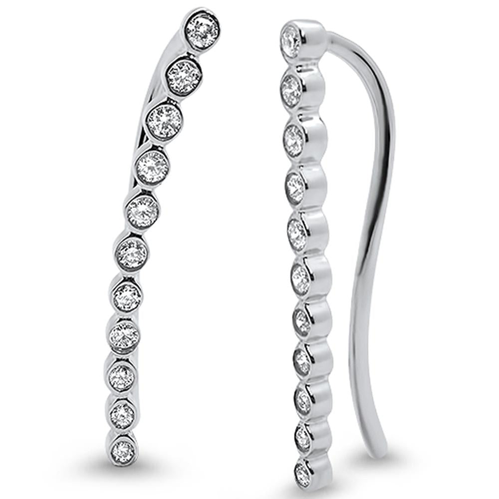 Muse Jewelry .34ct 14k White Gold Bezel Diamond Line Earrings