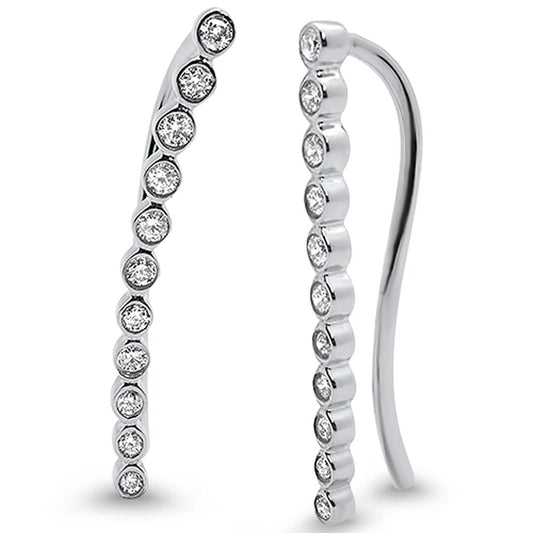 Muse Jewelry .34ct 14k White Gold Bezel Diamond Line Earrings
