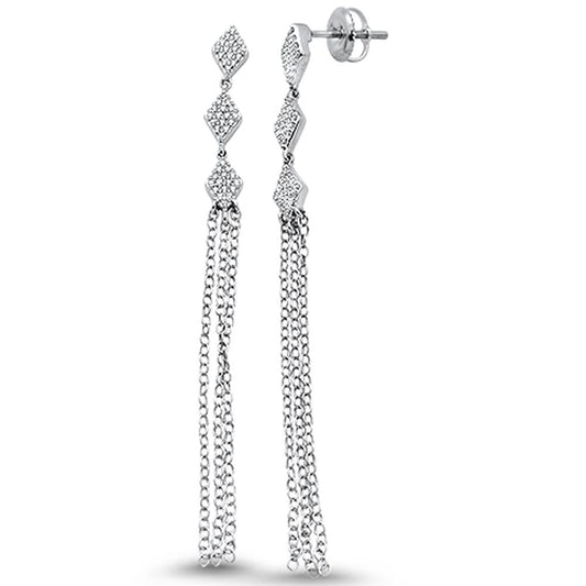 Muse Jewelry .23ct 14k White Gold Diamond Drop Dangle Tassel Earrings